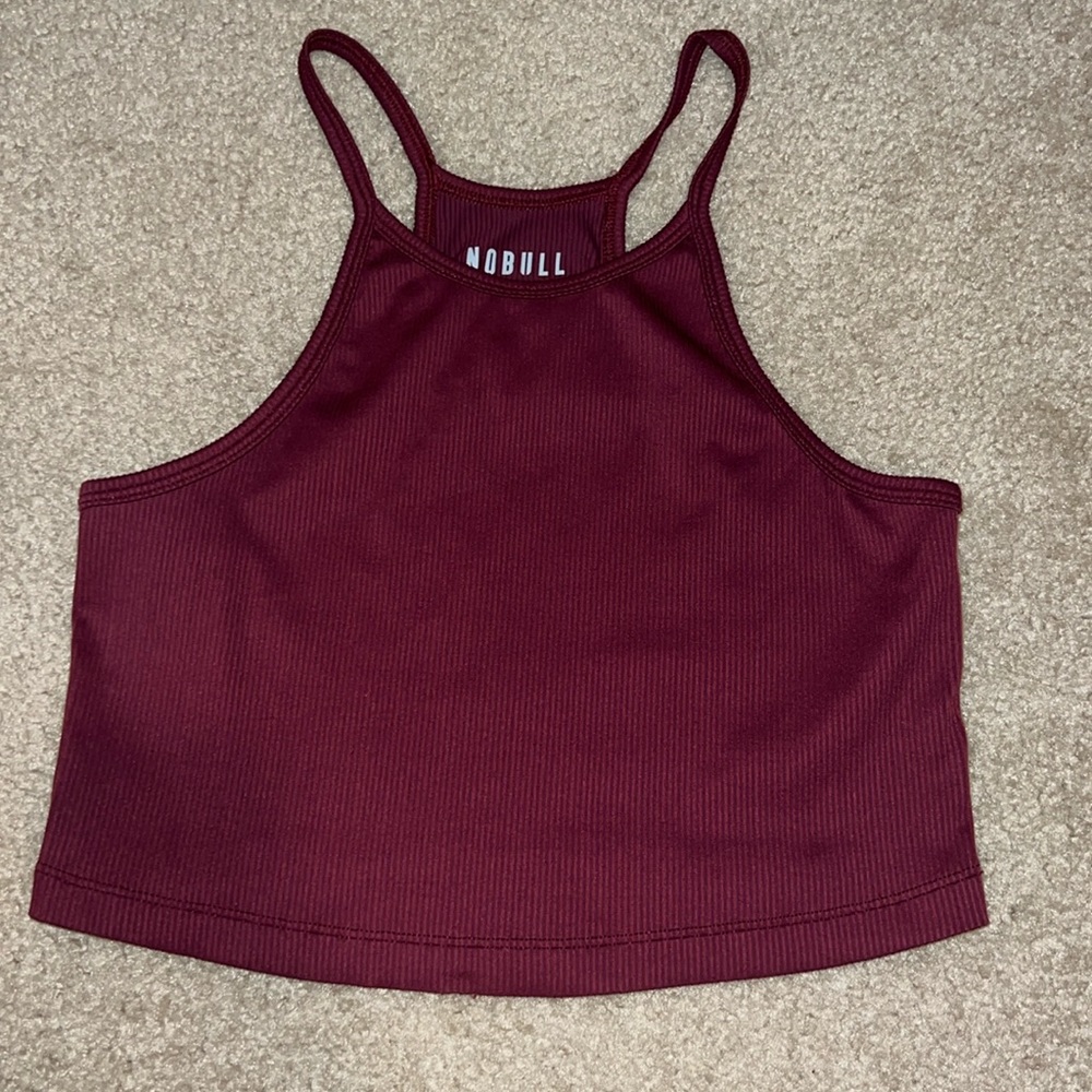 NOBULL Maroon Ribbed Crop Tank Top